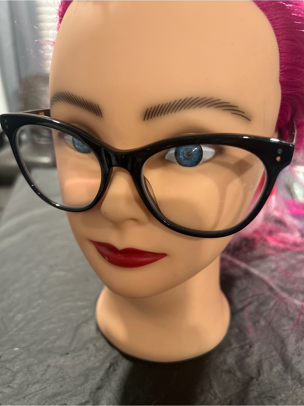 Orla Kiely Black Cat-Eye Glasses with Subtle Silver Studs